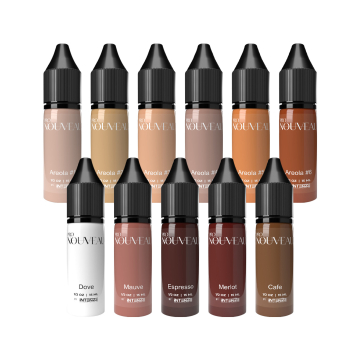 Pro Nouveau Pigments Aidan White - Zestaw pigmentów PMU, 11x 15 ml