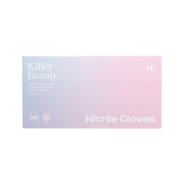 Box of 100 Killer Beauty pink nitrile examination gloves size medium