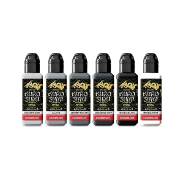 Kuro Sumi Imperial Marble Stone - Zestaw tuszu do tatuażu, 6 x 44 ml