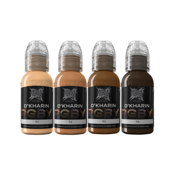 World Famous Limitless Sasha O'Kharin RGBY Yellow - Zestaw tuszu do tatuażu, 4x 30 ml