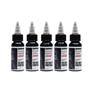 Radiant Evolved Victor Portugal - Zestaw tuszu do tatuażu, 5 x 30 ml