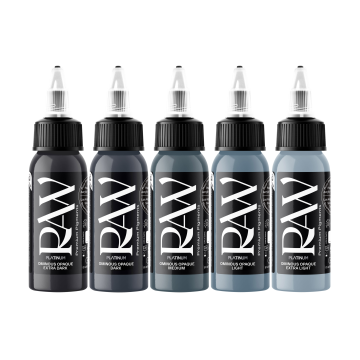 Raw Ink Ominous Opaques - Zestaw tuszu do tatuażu, 5 x 30ml