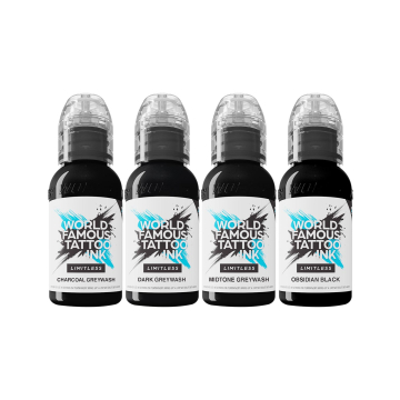 World Famous Limitless Tattoo Ink - Lining and Shading - Zestaw tuszu do tatuażu,  4 x 30 ml