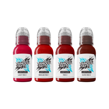 World Famous Limitless Tattoo Ink - Shades of Red Collection - Zestaw tuszu do tatuażu, 4 x 30 ml