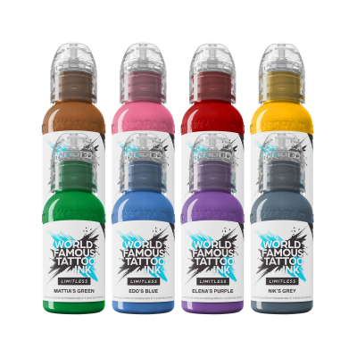 World Famous Limitless The Mambo Destrutturato Family - Zestaw tuszu do tatuażu, 8 x 30 ml