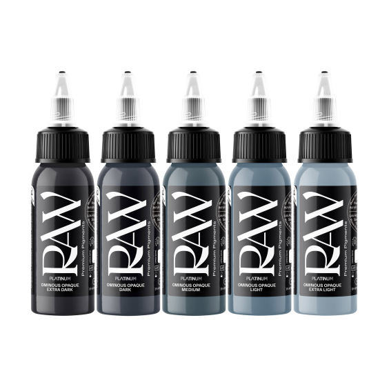 Raw Ink Ominous Opaques - Zestaw tuszu do tatuażu, 5 x 30ml
